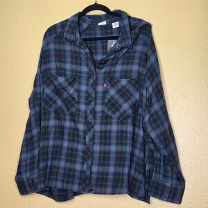 Levi's Womens Plaid Raglan Button up Shirt 2X
